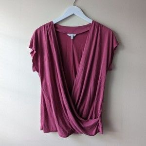 Lucky Brand Pink Short Sleeve Ope Front Blouse Medium